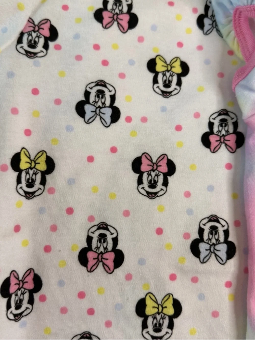 Disney Minnie Mouse Pink & White Girls One-Piece Bodysuits - 3-Pack